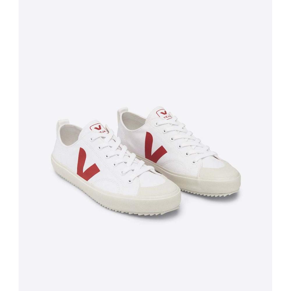 Men's Veja NOVA CANVAS PIERRE Shoes White/Red | ZA 214UZG